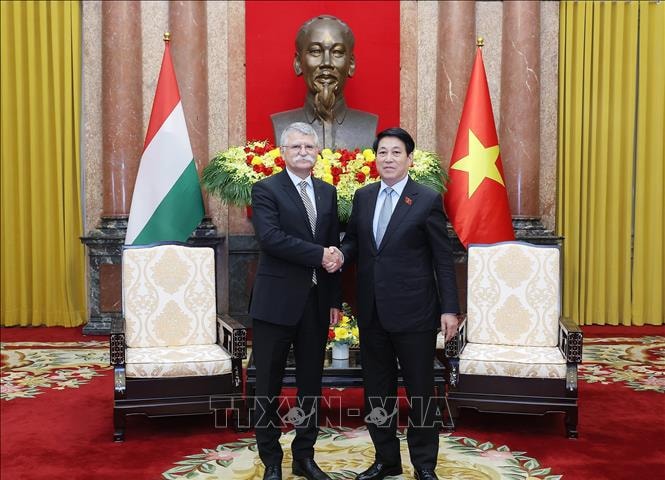 Chủ tịch nước Lương Cường tiếp Chủ tịch Quốc hội Hungary