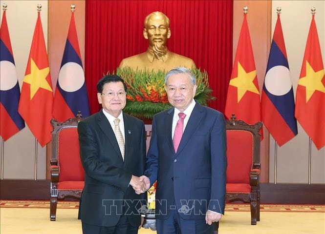 Tổng Bí thư Tô Lâm tiếp Tổng Bí thư, Chủ tịch nước Lào Thongloun Sisoulith