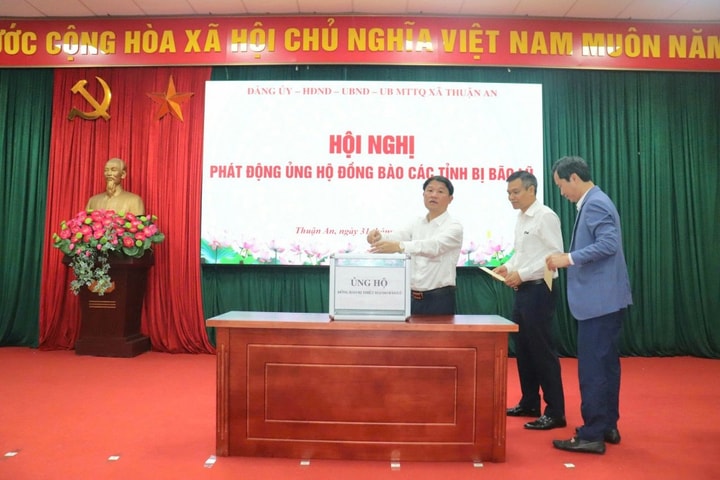Xã Thuận An phát động ủng hộ Nhân dân các tỉnh bị thiệt hại do mưa bão