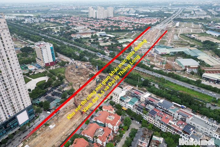 Đại công trường thi công nút giao hơn 2.300 tỷ đồng tại Đại lộ Thăng Long