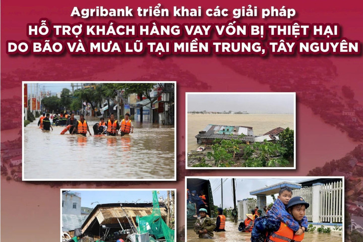 Agribank tiếp tục triển khai chính sách giảm tới 2%/năm lãi suất cho vay hỗ trợ khách hàng bị thiệt hại do bão số 12, 13 và mưa lũ