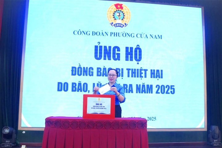 Công đoàn phường Cửa Nam đồng lòng sẻ chia khó khăn cùng đồng bào vùng thiên tai