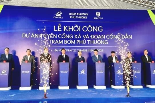 Khởi công dự án tuyến cống xả Trạm bơm Phú Thượng, giảm úng cho Khu đô thị Nam Thăng Long