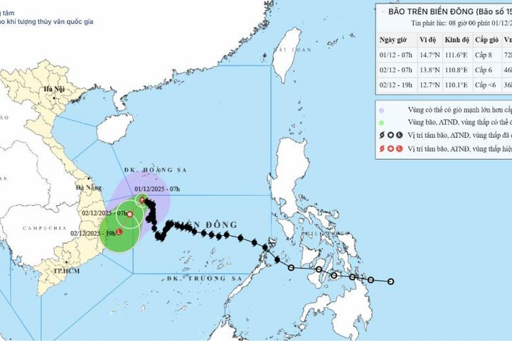 Bão số 15 gây biển động mạnh vùng giữa Biển Đông, tàu thuyền cần cảnh giác cao