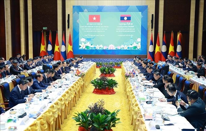 Thủ tướng Phạm Minh Chính và Thủ tướng Lào Sonexay Siphandone đồng chủ trì Kỳ họp lần thứ 48 Ủy ban Liên Chính phủ Việt Nam - Lào