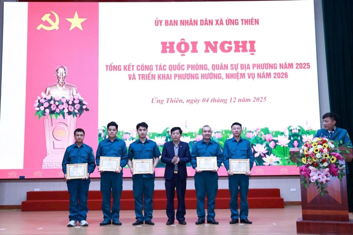 Xã Ứng Thiên triển khai nhiệm vụ quốc phòng, quân sự năm 2026