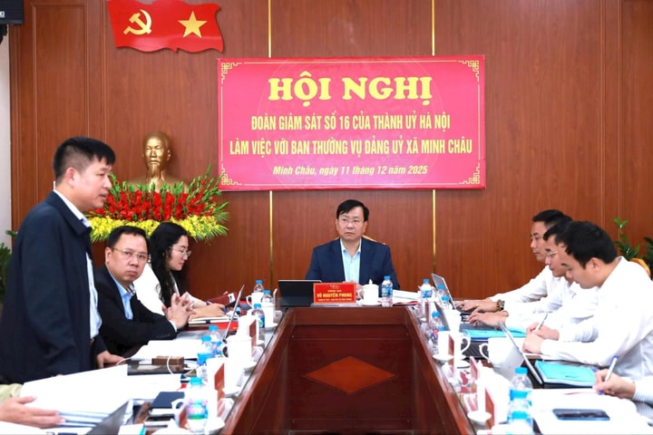 Đoàn giám sát số 16 của Ban Thường vụ Thành ủy Hà Nội làm việc với xã Minh Châu và xã Yên Bài