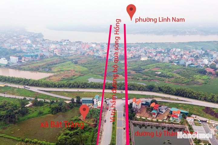 Toàn cảnh khu vực sẽ xây hầm đường bộ qua sông Hồng hơn 24.600 tỷ đồng