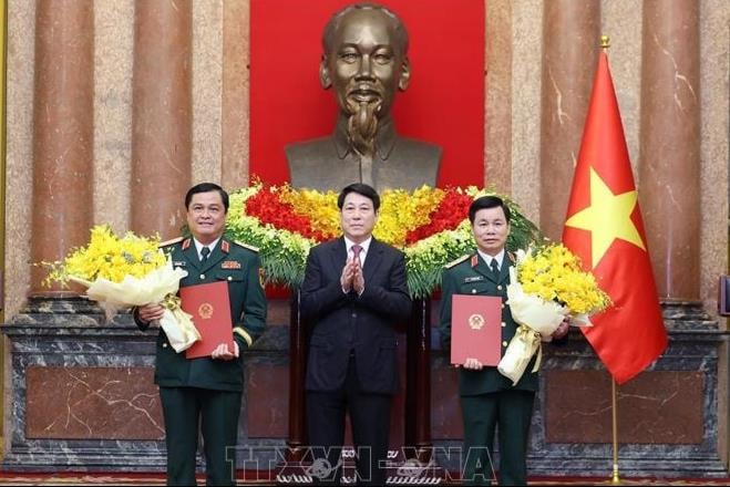 Chủ tịch nước Lương Cường chủ trì lễ trao quyết định thăng quân hàm Thượng tướng