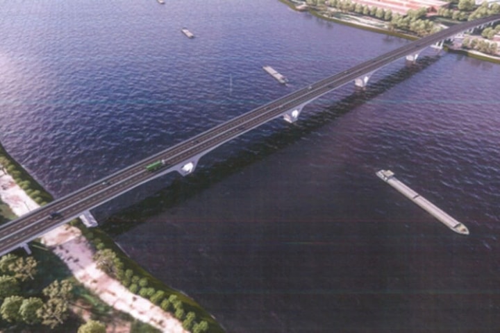 Cầu Vân Phúc có chiều dài 7,7 km quy mô 4 làn xe cơ giới