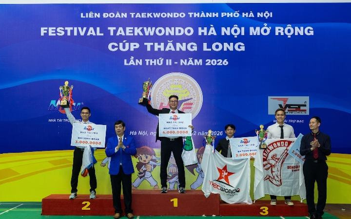 Taekwondo Kids Việt Nam nhất toàn đoàn tại Festival Taekwondo Hà Nội mở rộng - Cúp Thăng Long 2026