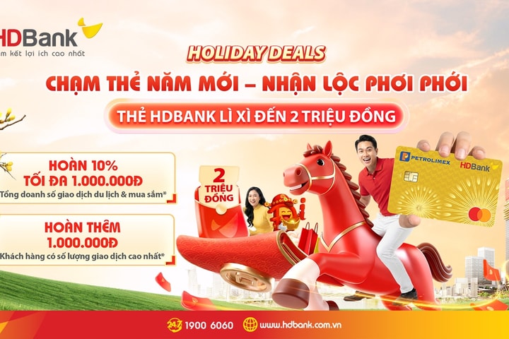 Thẻ HDBank hoàn tiền “thả ga" cho khách hàng vui Tết cực đã