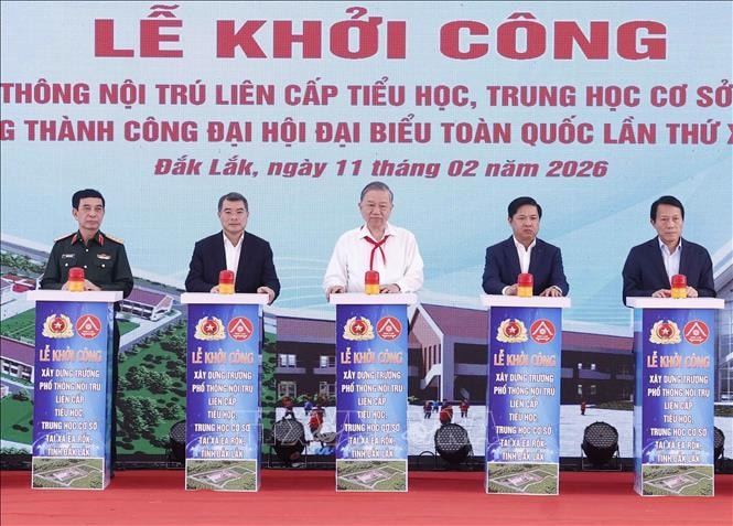 Tổng Bí thư Tô Lâm dự khởi công xây dựng Trường Phổ thông nội trú liên cấp Tiểu học, Trung học Cơ sở xã Ea Rốk, tỉnh Đắk Lắk