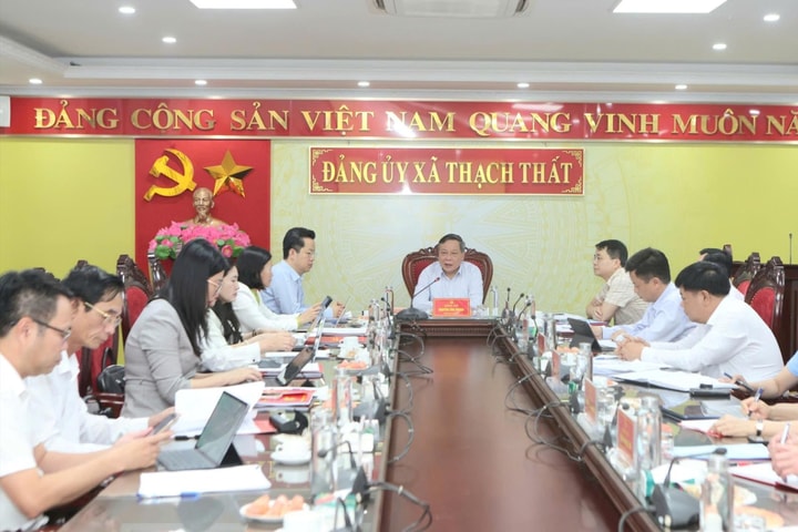 Công bố quyết định kiểm tra đối với Đảng ủy các xã Thạch Thất, Hòa Lạc, Hạ Bằng