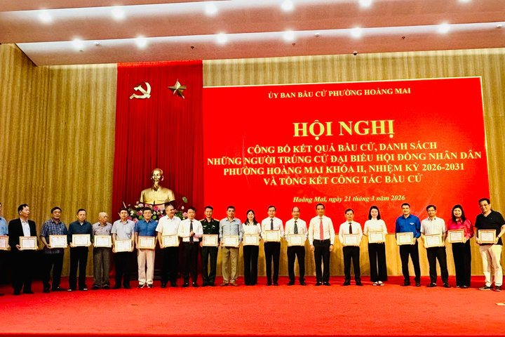 Phường Hoàng Mai công bố kết quả bầu cử đại biểu HĐND phường khóa II