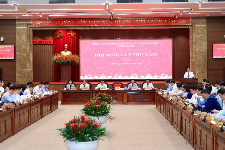 Hội nghị lần thứ năm Ban Chấp hành Đảng bộ TP Hà Nội khóa XVIII bàn thảo các vấn đề phát triển Thủ đô trong kỷ nguyên mới