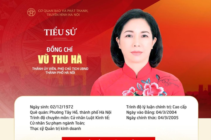 Tóm tắt tiểu sử Phó Chủ tịch UBND thành phố Hà Nội Vũ Thu Hà