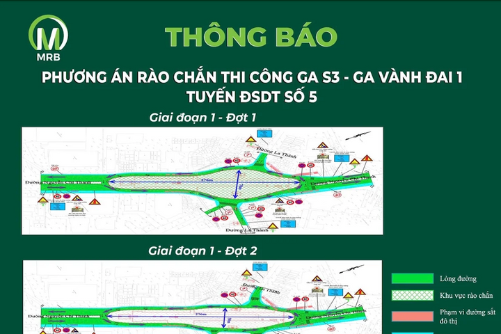 Rào chắn một phần đường Văn Cao, Nguyễn Chí Thanh để thi công đường sắt đô thị