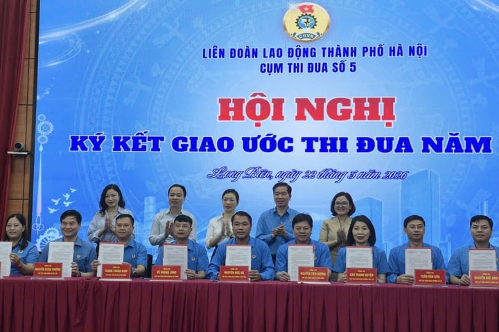 10 công đoàn xã, phường Cụm thi đua số 5 ký giao ước thi đua năm 2026