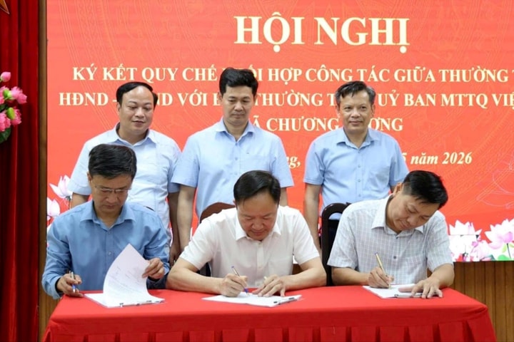 Xã Chương Dương ký kết quy chế phối hợp công tác giữa HĐND, UBND và MTTQ Việt Nam xã
