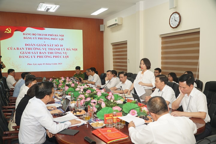 Đoàn Giám sát số 10 của Ban Thường vụ Thành ủy Hà Nội làm việc với phường Phúc Lợi