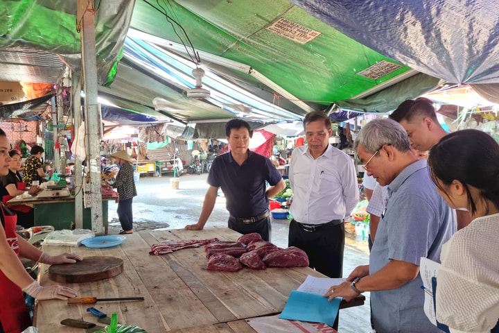 Kiểm tra công tác kiểm soát giết mổ động vật tại các xã Quốc Oai, Phú Cát