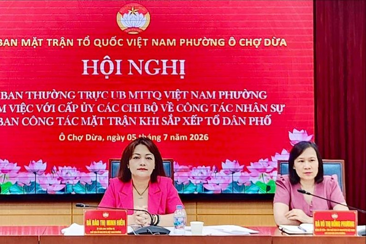 Phường Ô Chợ Dừa triển khai các đề án kiện toàn tổ chức chính trị - xã hội sau sáp nhập tổ dân phố