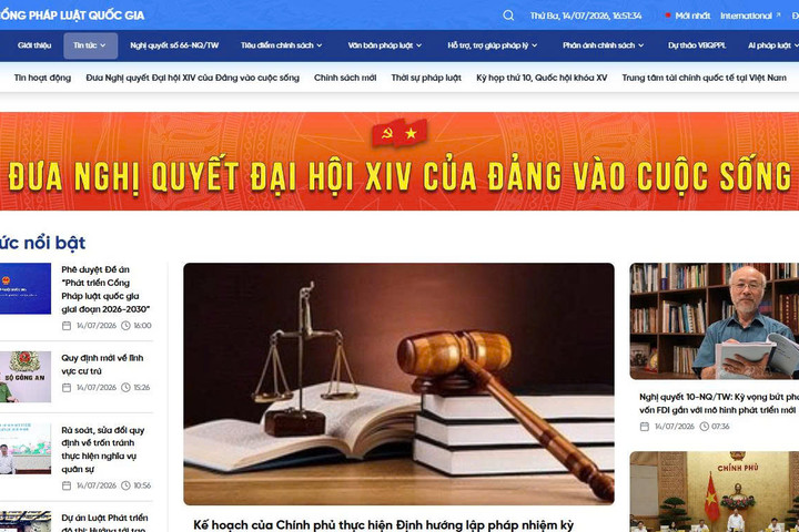Cổng Pháp luật quốc gia là nền tảng số dùng chung quốc gia về pháp luật