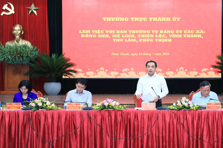 Thường trực Thành ủy Hà Nội làm việc với các xã Đông Anh, Mê Linh, Thiên Lộc, Vĩnh Thanh, Thư Lâm, Phúc Thịnh
