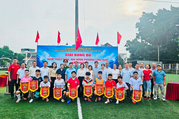 Khai mạc Giải bóng đá nam thiếu niên, nhi đồng phường Lĩnh Nam năm 2026