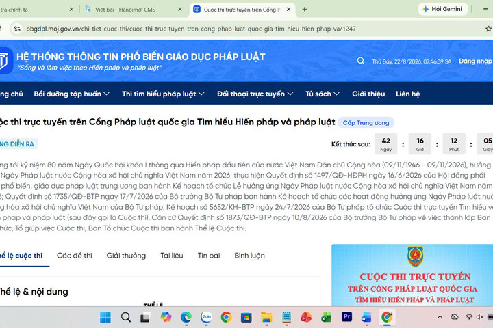 Hà Nội vận động, khuyến khích nhân dân tham gia Cuộc thi tìm hiểu Hiến pháp và pháp luật