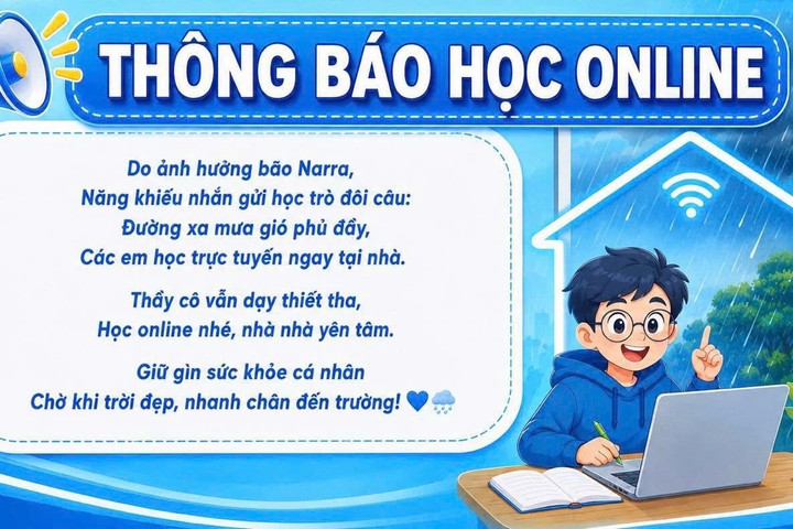 Nhiều trường chuyển học trực tuyến do ảnh hưởng bão số 4