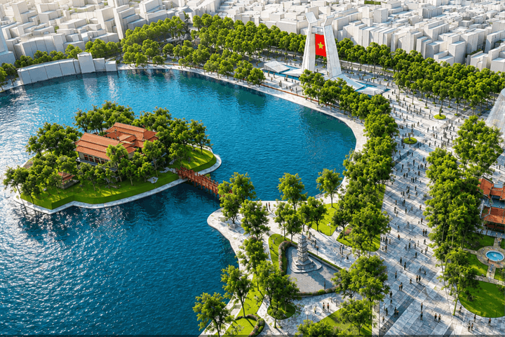 Phối cảnh không gian khu vực hồ Hoàn Kiếm và phụ cận sau tái thiết