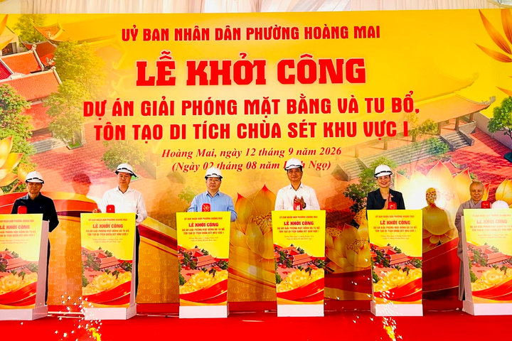 Phường Hoàng Mai khởi công tu bổ, tôn tạo di tích chùa Sét khu vực