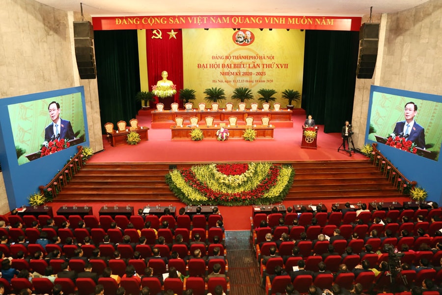 Toàn cảnh Đại hội đại biểu lần thứ XVII Đảng bộ thành phố Hà Nội