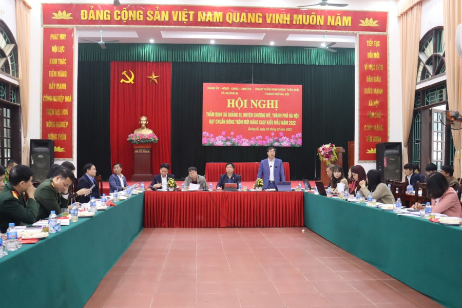 Thẩm định xã đạt chuẩn nông thôn mới nâng cao tại Quảng Bị và Lam Điền