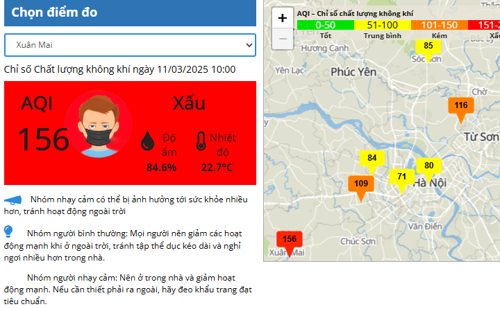 Ô nhiễm không khí cục bộ tại một số khu vực ở Hà Nội