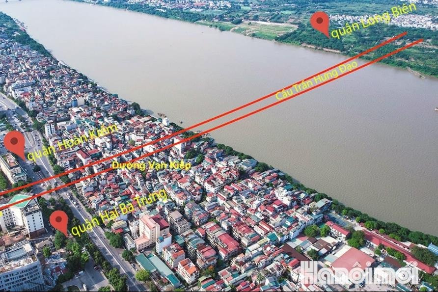 Toàn cảnh vị trí xây dựng cầu Trần Hưng Đạo được khởi công vào dịp 19-8