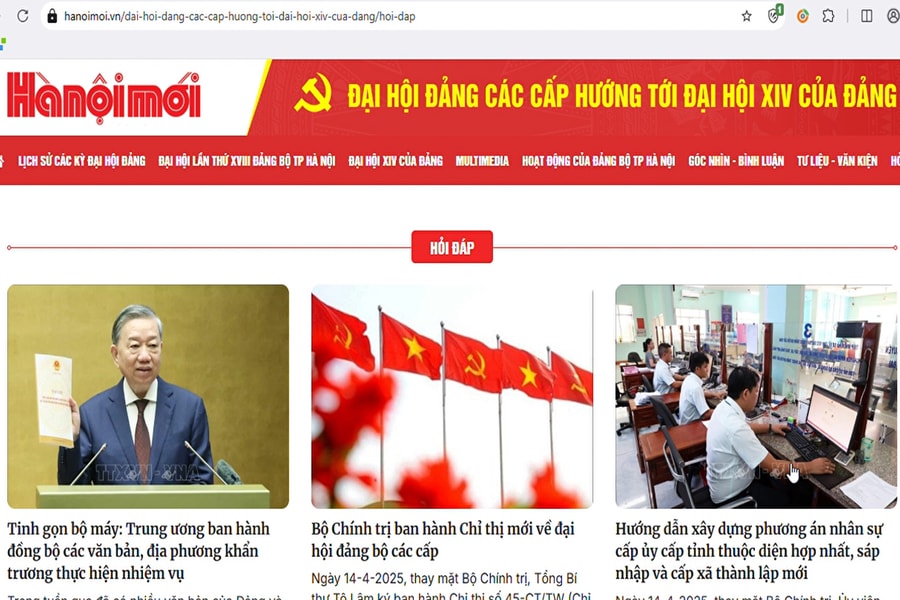 Ra mắt chuyên trang Đại hội Đảng trên Báo Hànộimới điện tử