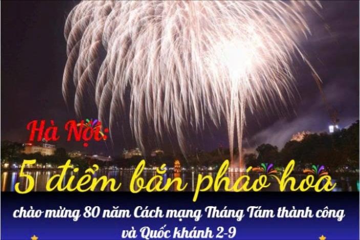 5 điểm bắn pháo hoa mừng Quốc khánh tại Hà Nội