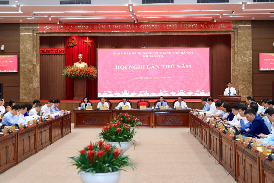 Hội nghị lần thứ năm Ban Chấp hành Đảng bộ TP Hà Nội khóa XVIII bàn thảo các vấn đề phát triển Thủ đô trong kỷ nguyên mới