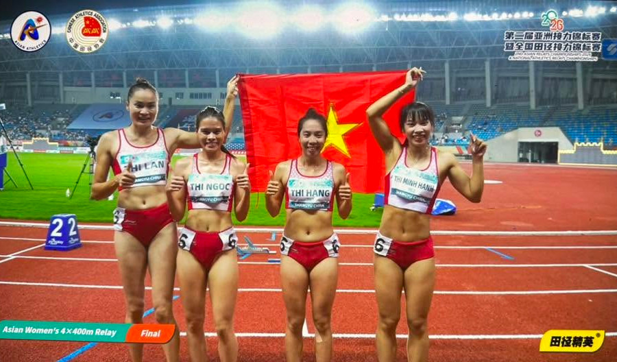 Điền kinh Việt Nam khẳng định vị thế với 2 Huy chương vàng tại giải vô địch tiếp sức châu Á 2026